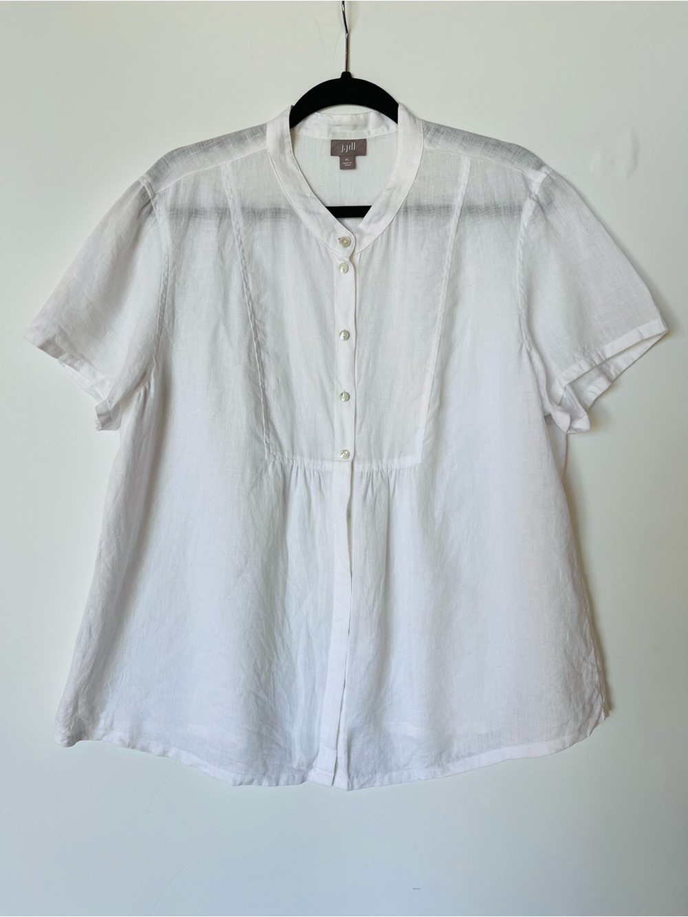 J. Jill White Short-Sleeve Button Front Top